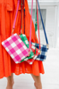 Capri - Pink & White Gingham Crossbody (Large)  | Liv & Milly