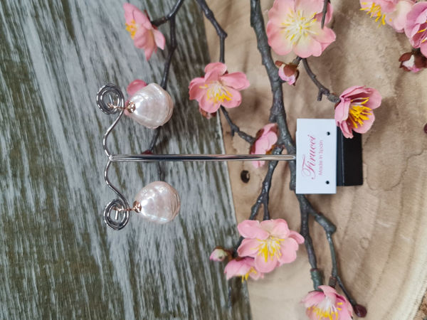 Picture of Petite Potato Pearl Earings - Pale Pink | Firucci