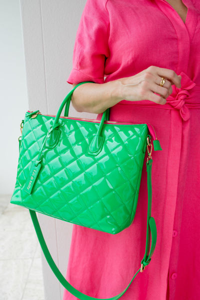 Milan Laptop Bag - Patent Green | Liv & Milly