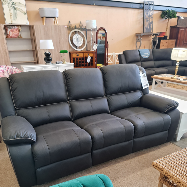 3 Seater Lounge with End Recliners + 2 Single Recliners | Jet Fabric