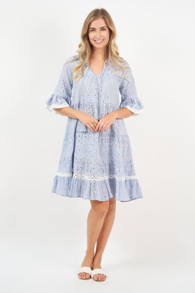 Lulu 3/4 Sleeve Dress - Lotus Broderie | Naudic