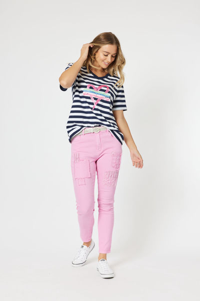 Taylor Patch High Rise Skinny Leg Jeans - Flamingo | Threadz