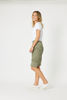 Charlie Cotton Twill Stretch Skirt - Khaki | Gordon Smith