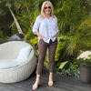 Small Bow Print Pant - Koko White | Gordon Smith