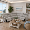 Hailebury V2 6 Seater Modular Lounge  Thick Leather Light Grey