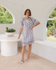 Short Sleeve Lace Trim Dress - NavyWhite  Seesaw