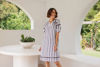 Short Sleeve Lace Trim Dress - NavyWhite  Seesaw
