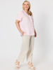 Audrey Ruffle Detail Linen Top – Pale Pink | Gordon Smith
