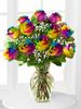 Picture of Romance the Rainbow | Rainbow Roses In Crystal Vase