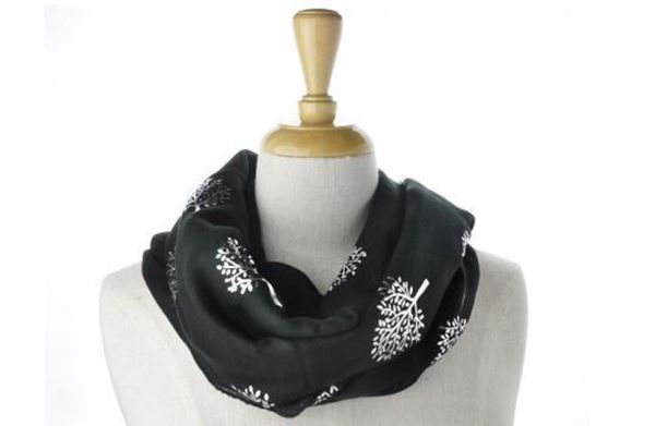 Picture of Black Silver Tree of Life Metallic Scarf