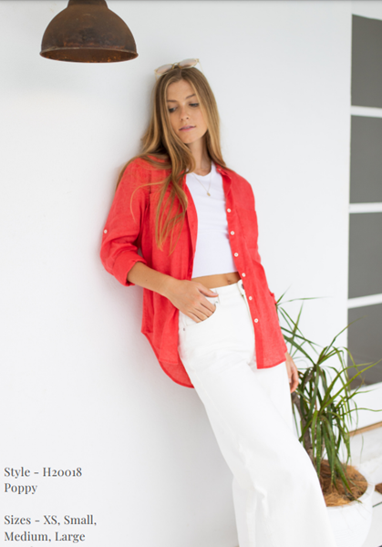 Boyfriend Linen Shirt - Poppy Red 