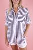 Picture of Boyfriend Linen Shirt -  Navy/White Stripe | The Hut