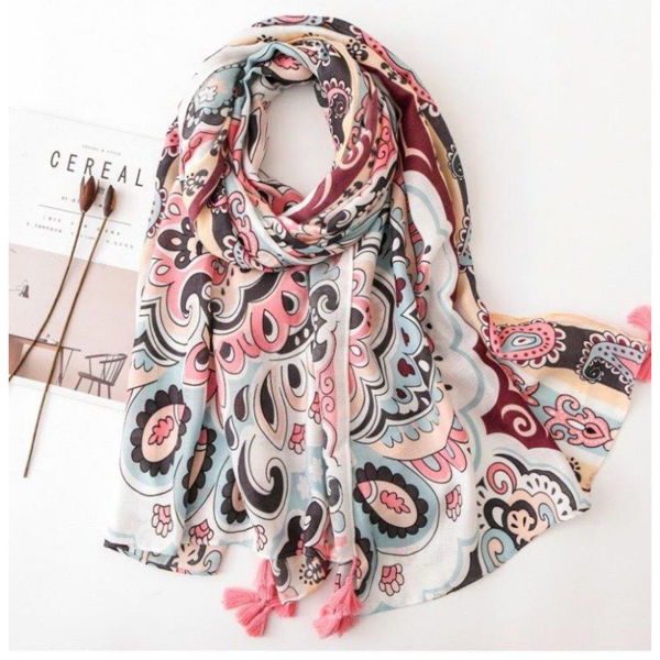 White/Pink Pattern Scarf | Lillyco 