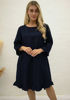 Picture of Linen Button Back Frill Dress - Navy | Worthier The Label