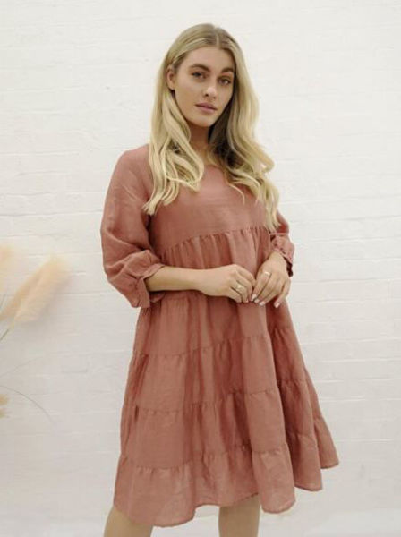 Picture of Tiered Dress - Caramel | Worthier The Label