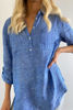 Picture of Oversize Pop-over Linen Top - Winter Blue | The Hut