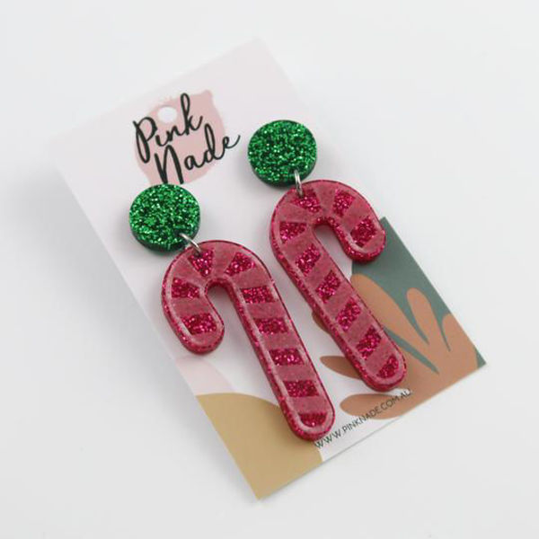 Picture of Candy Cane Green Glitter / Hot Pink Glitter | Pink Nade