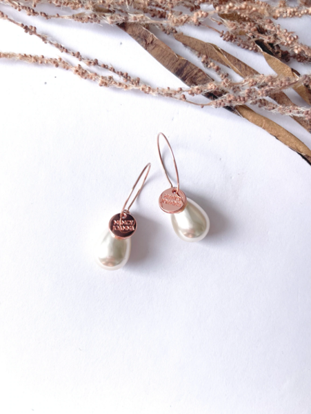 Pearl Drop Earings - Rose Gold | Nancy Joanna Concrete Collection