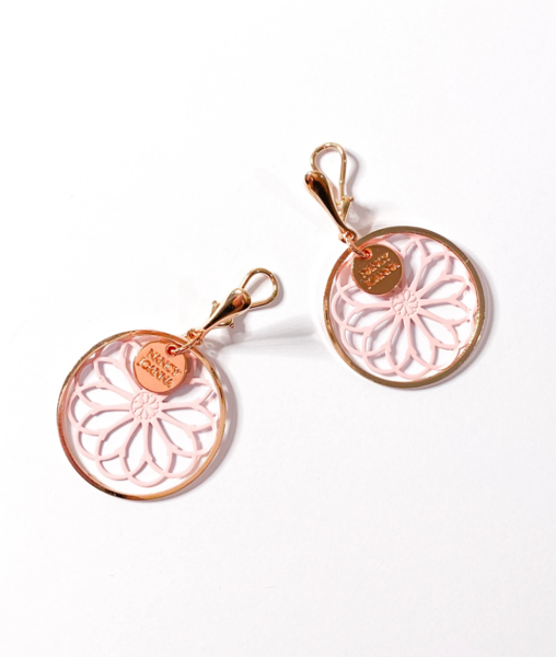 CLIP ON Pink Wagon Wheel Earings - Rose Gold  | Nancy Joanna Concrete Collection