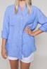 Chambray Boyfriend Irish Linen Shirt - Blue   | The Hut