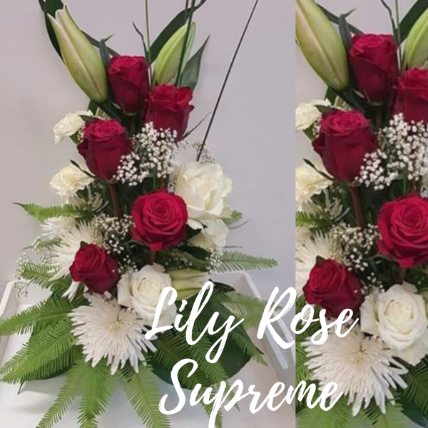 Lily Rose Supreme - Red Roses & White Lillies