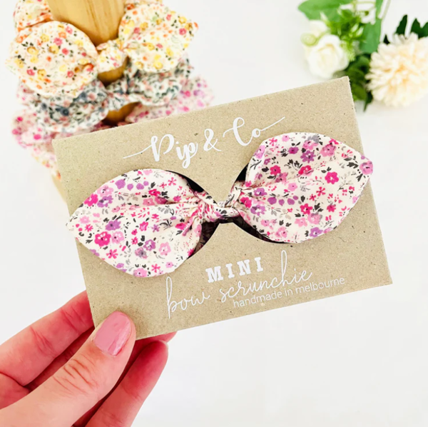 MINI Bow Scrunchie - Poppy Pink | Pip & Co Scrunchies