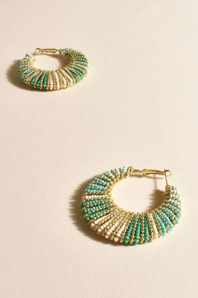 Graduated Beaded Event Hoops - Teal | Adorne