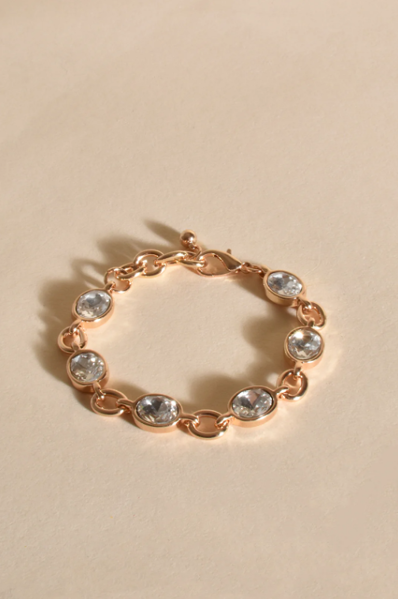 Iris Oval Jewel Chain Bracelet (Crystal/Gold)  Adorne