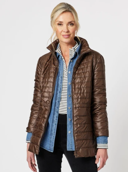 Pearlised Puffer Jacket - Toffee | Gordon Smith