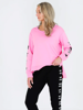 Rhodes Leopard Star Print on Sleeve Sweatshirt - Fondant Pink  | 3rd Story