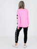 Rhodes Leopard Star Print on Sleeve Sweatshirt - Fondant Pink  | 3rd Story