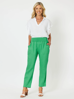 Jersey Waist Linen Pant - Emerald | Gordon Smith