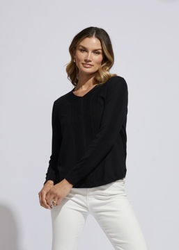 Textured V Pullover - Black | LD+C Knitwear