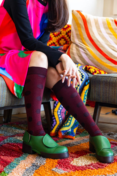 ‘Yayoi Burgundy’ Merino Wool Socks | Tightology