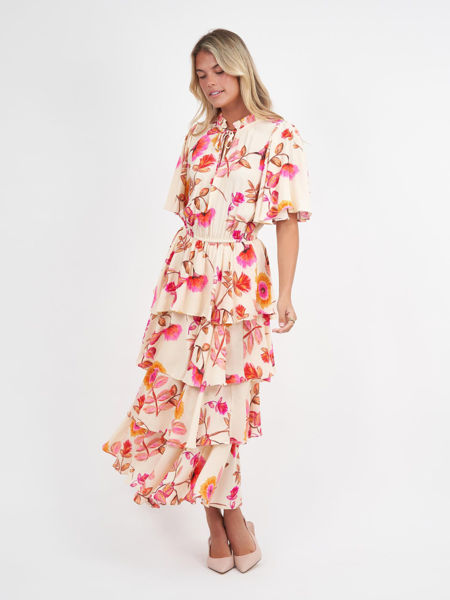 Tiered Layered Viscose Dress - Pink | Liberty Rose