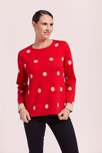 Wool Blend Spot Sweater - Red | Seesaw