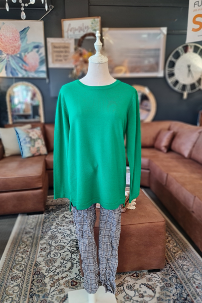 Merino Round Neck Sweater - Emerald | Seesaw