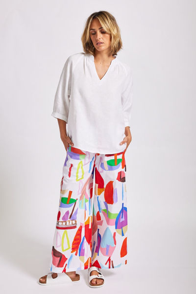 Wideleg Drawstring Pant - Sailboat Print | Wear Colour