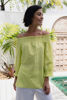 Shirring Off the Shoulder Top - Pine Lime | Seesaw