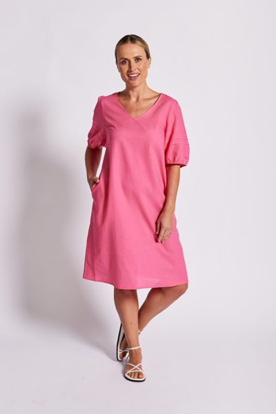 A-Line Pleat Dress - Shocking Pink | Seesaw