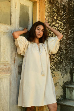 Maya Shift Dress - Oat  | Azure & Indigo Desert