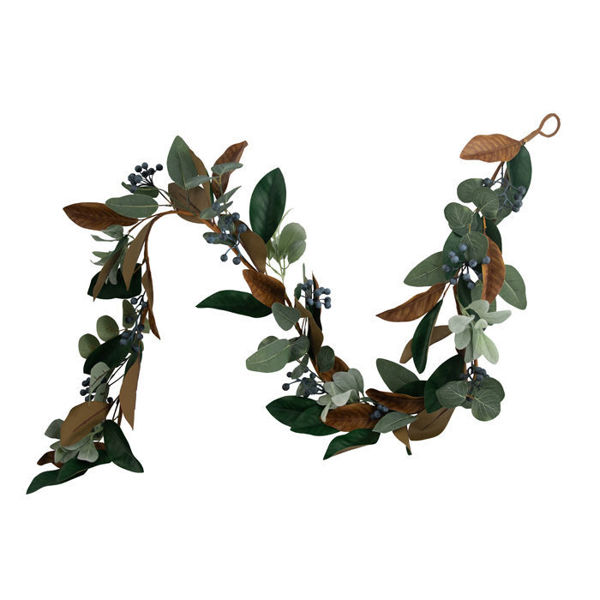 PVC Magnolia Blueberry Crecent Garland | 183cm