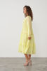 Hand Embroidered Dress with Trims & Tassel Tie - Lemon | Caju