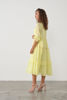 Hand Embroidered Dress with Trims & Tassel Tie - Lemon | Caju