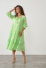 Hand Embroidered Dress with Trims & Tassel Tie - Lime | Caju