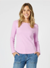 Crew Neck Cotton Rib Long Sleeve Top - Orchid | Gordon Smith