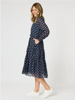 Sorrento Spot Print Button Dress - Navy/White | Gordon Smith