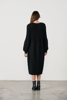 Half Rib Knit  & Dress Puff Sleeve - Black  | Caju