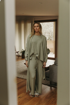 Winter Retreat Merino Cotton Pullover- Acacia | Talamaya