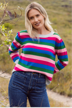 Australia Wool Blend Multi Stripe Sweater - Bright Combo | Seesaw